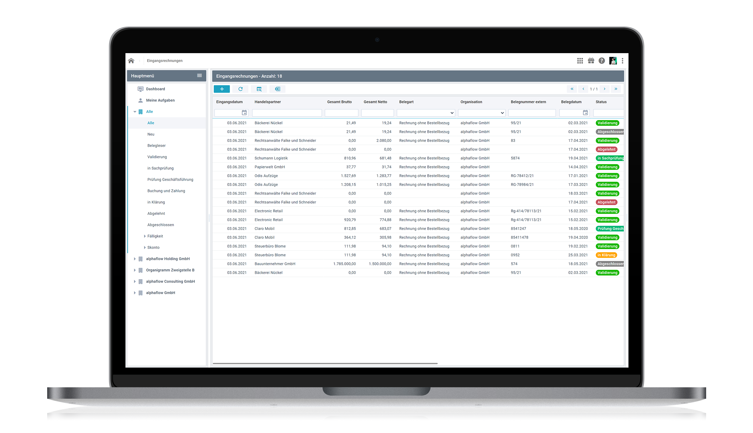 alphaflow | Eingangsrechnungen