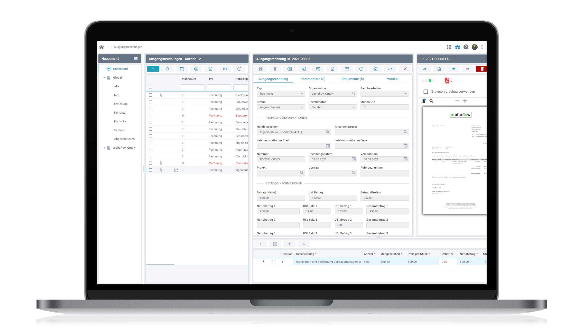 alphaflow | Ausgangsrechnungen