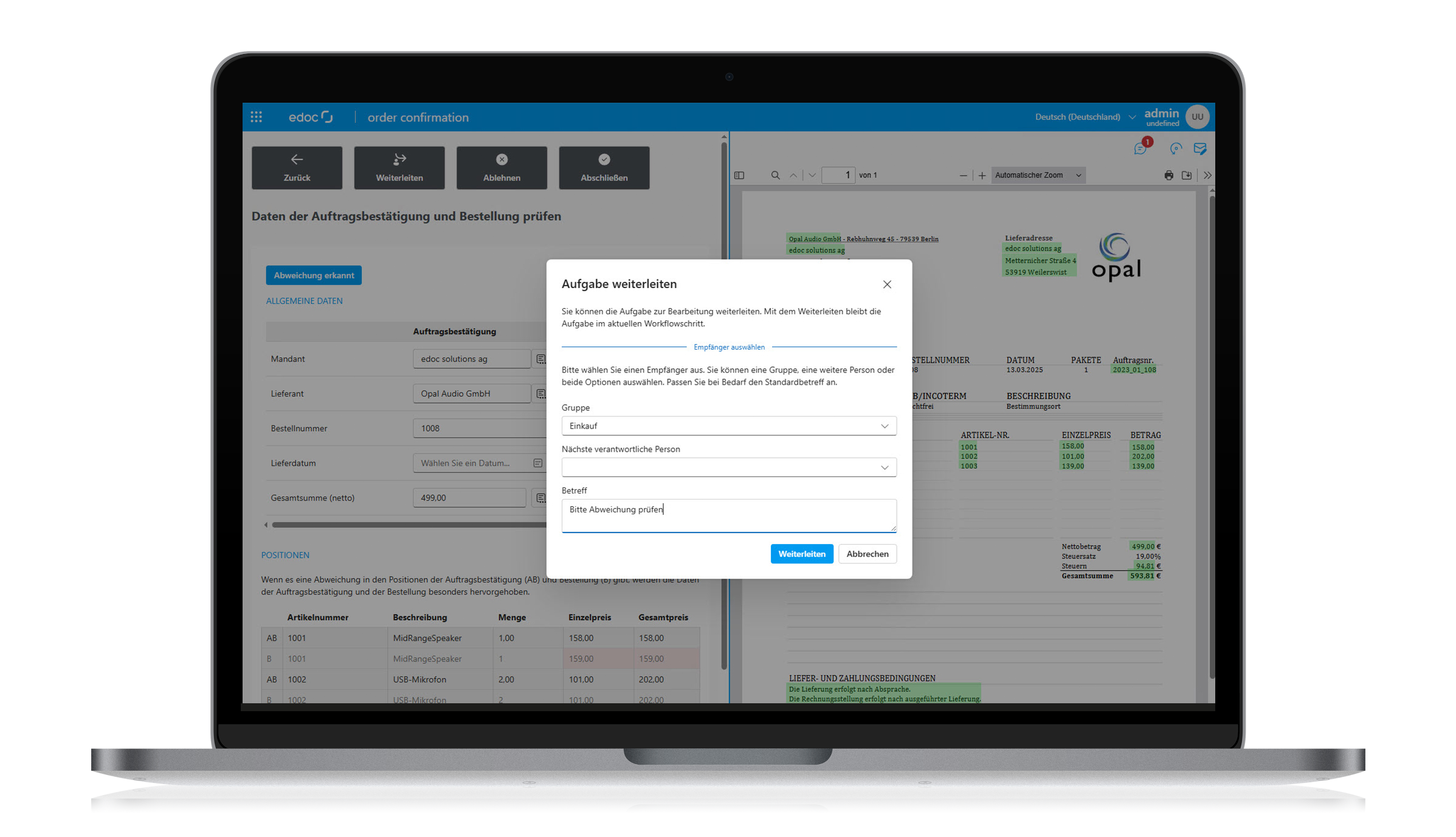 edoc order confirmation suite