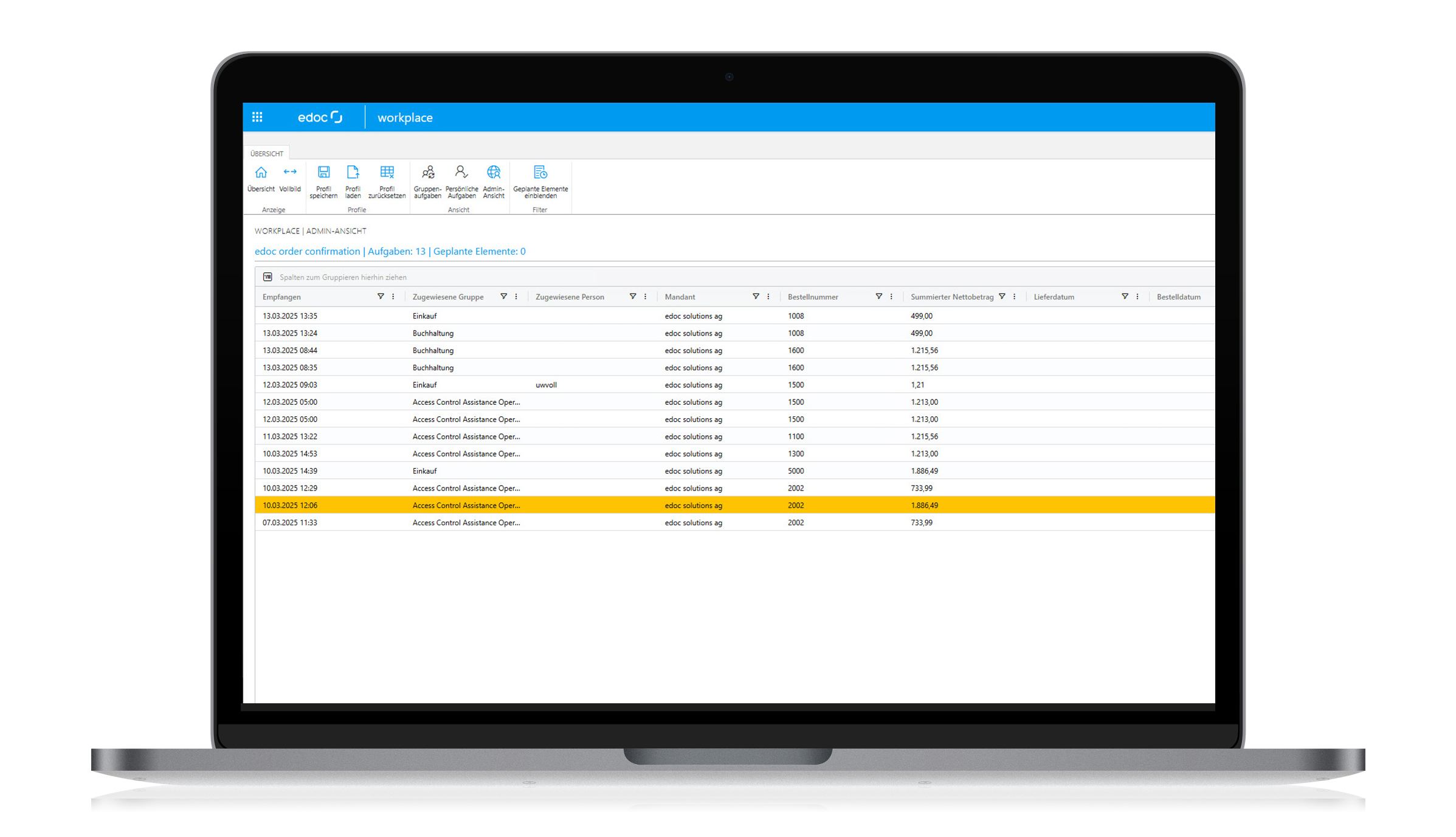 edoc order confirmation suite