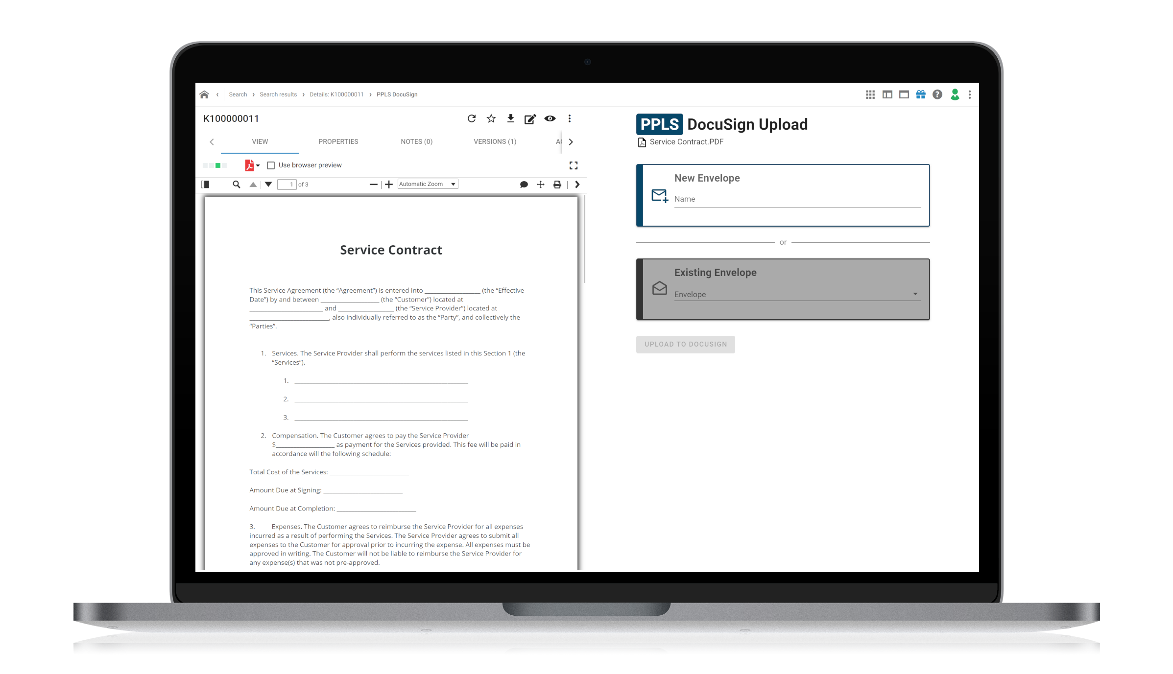 DocuSign interface in d.velop documents