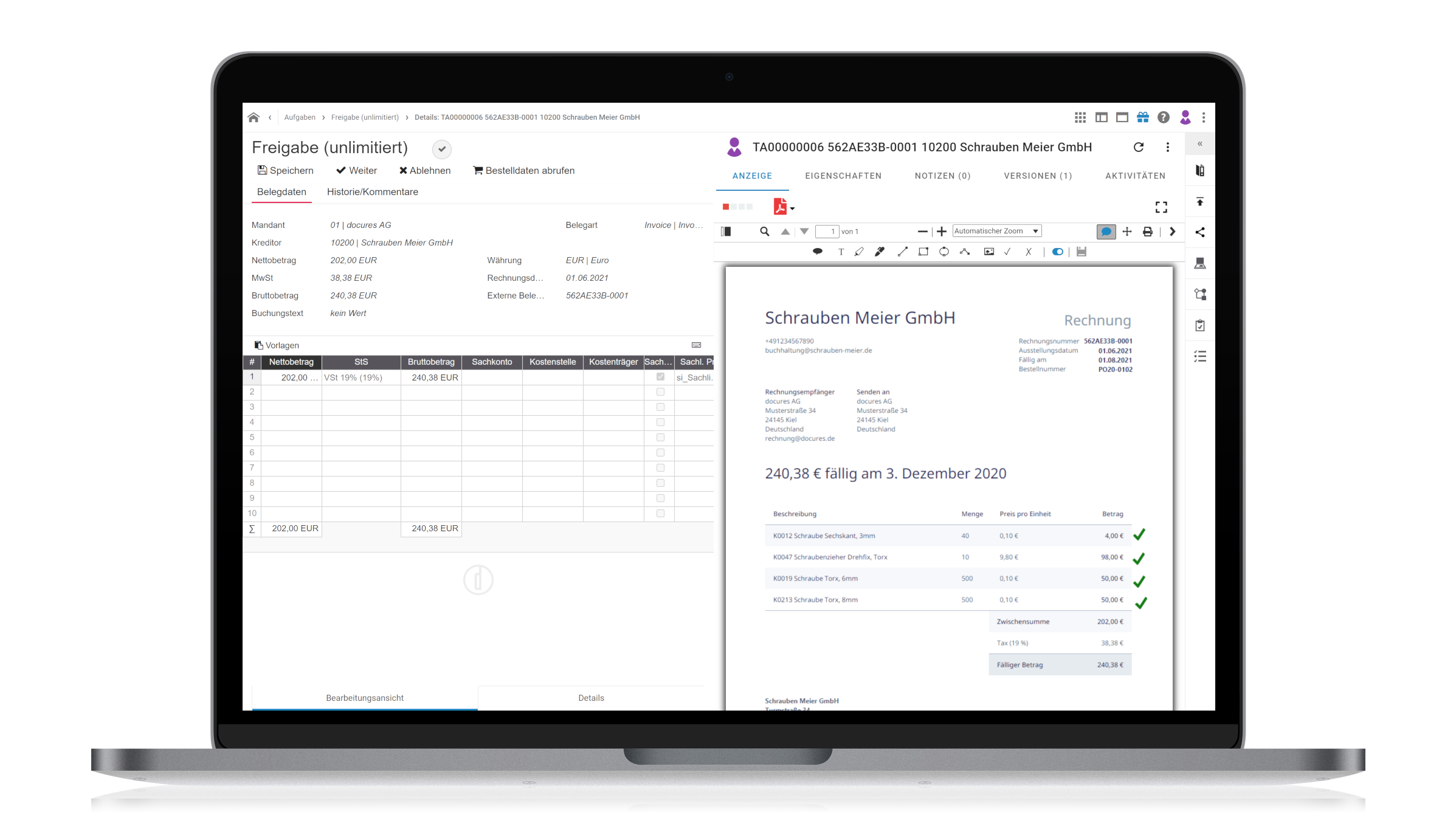 d.velop invoices for Microsoft 365 with Microsoft Dynamics 365 F&O