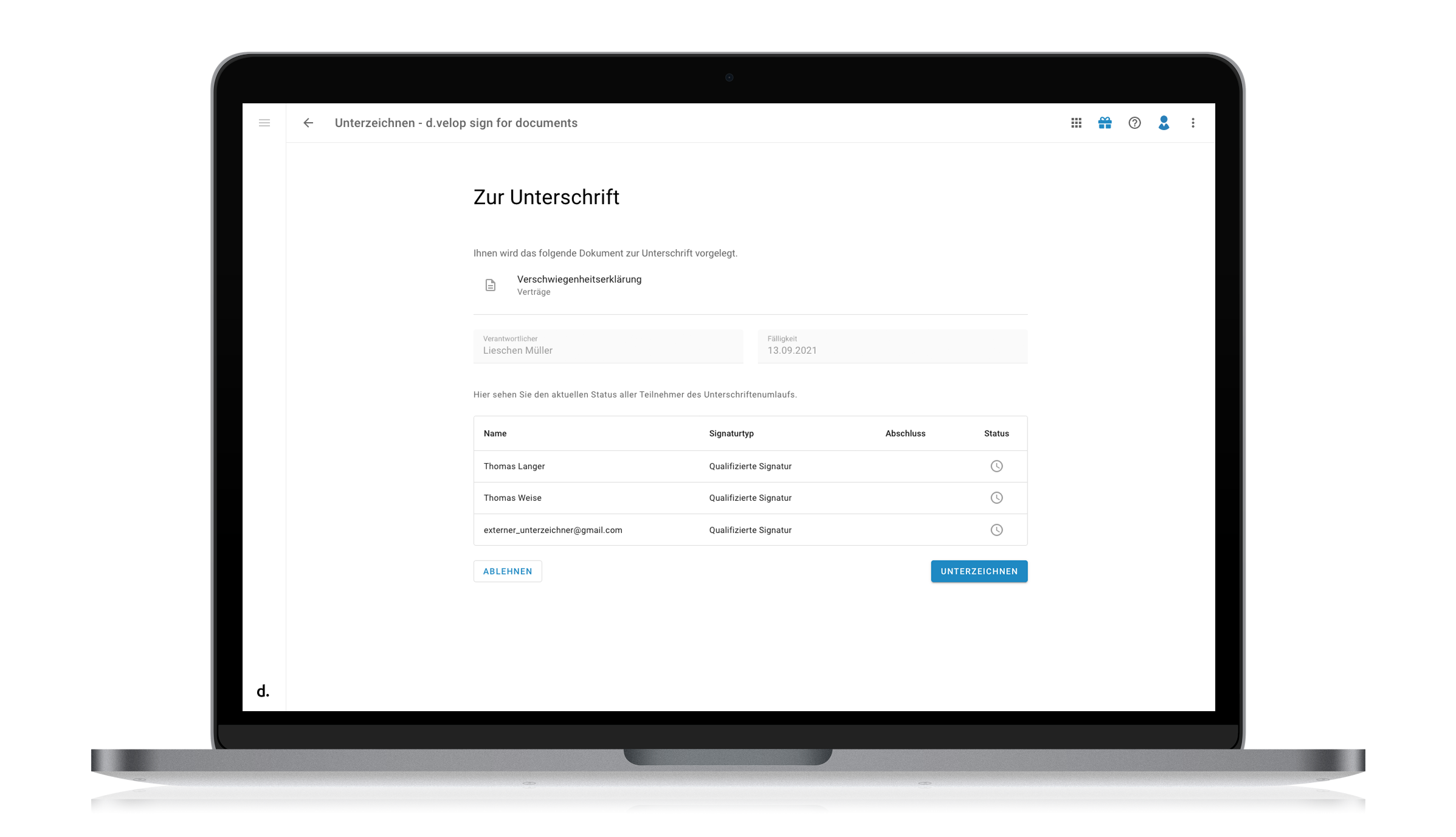  d.velop sign for documents