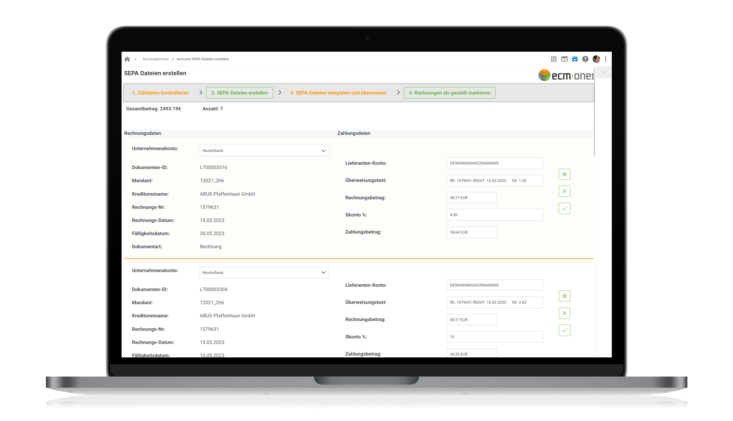 ecm:one Invoices for DATEV: E-Rechnungen