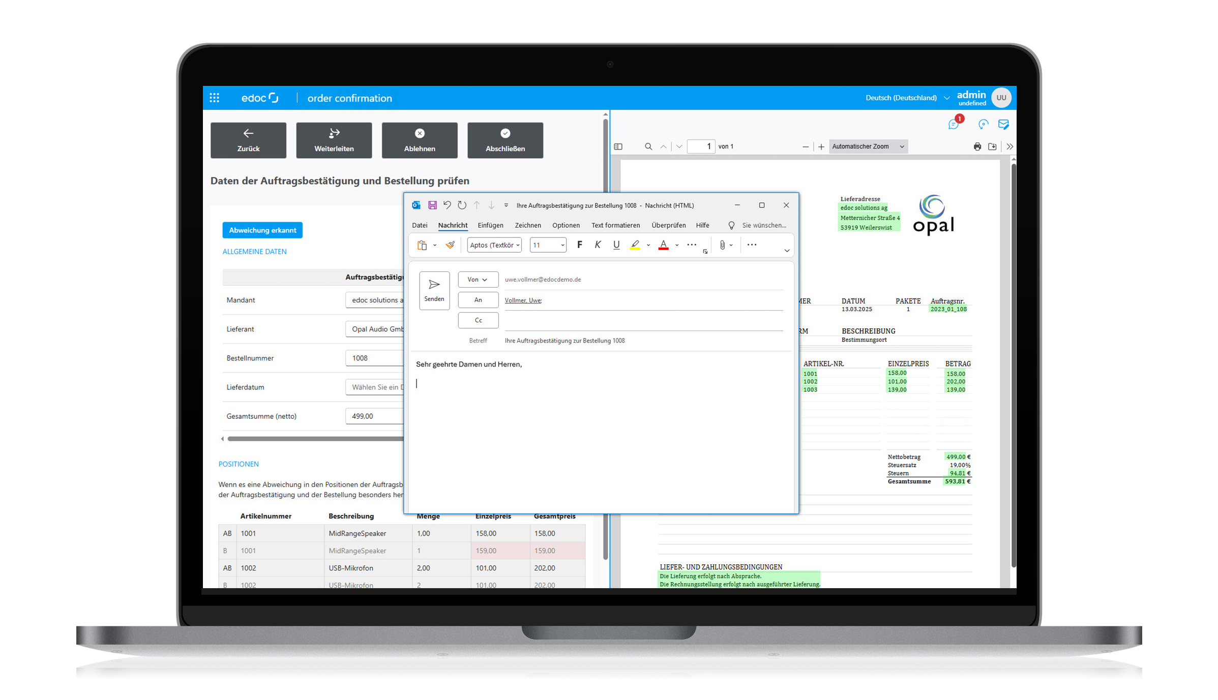 edoc order confirmation suite