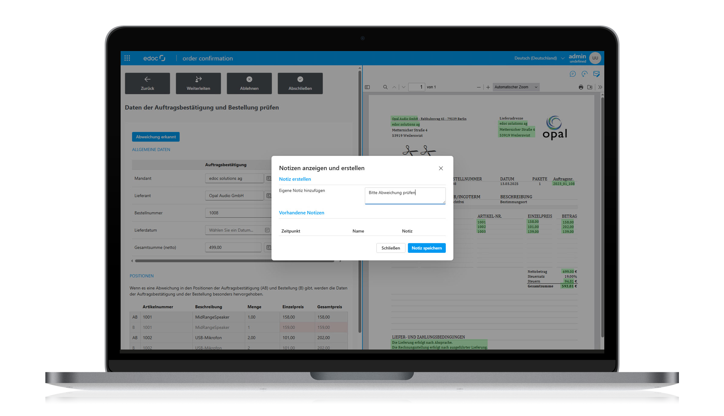 edoc order confirmation suite