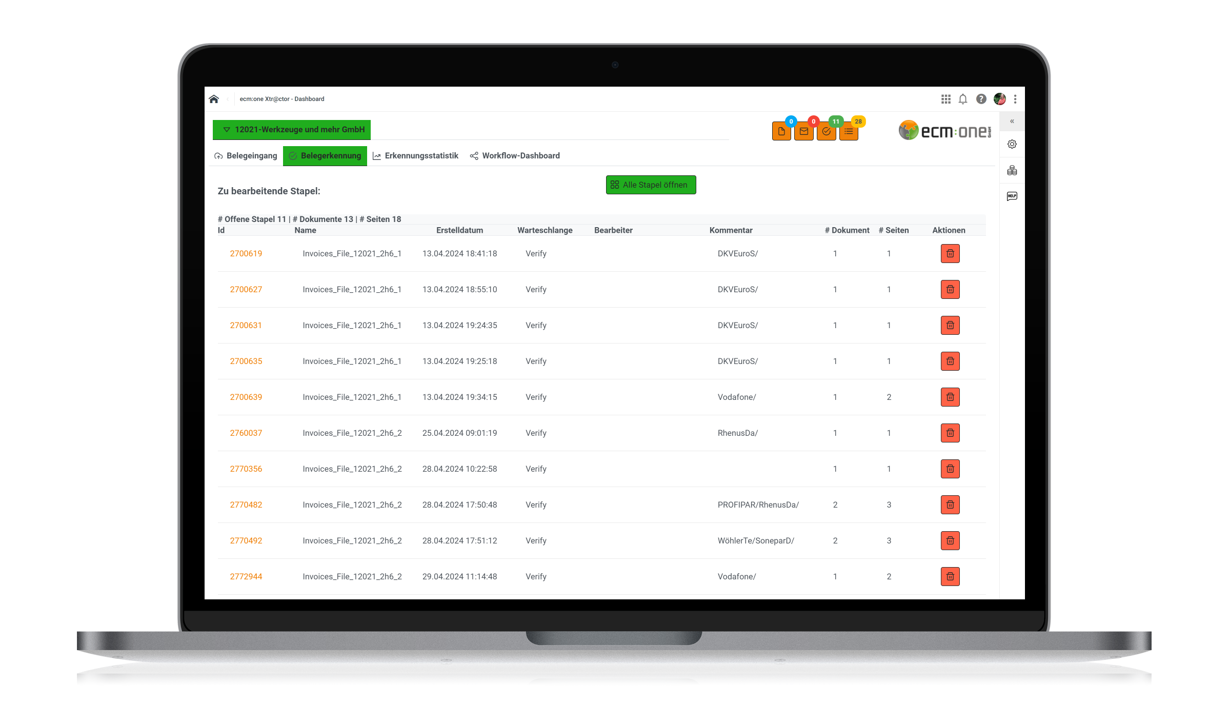 ecm:one Invoices for DATEV: E-Rechnungen