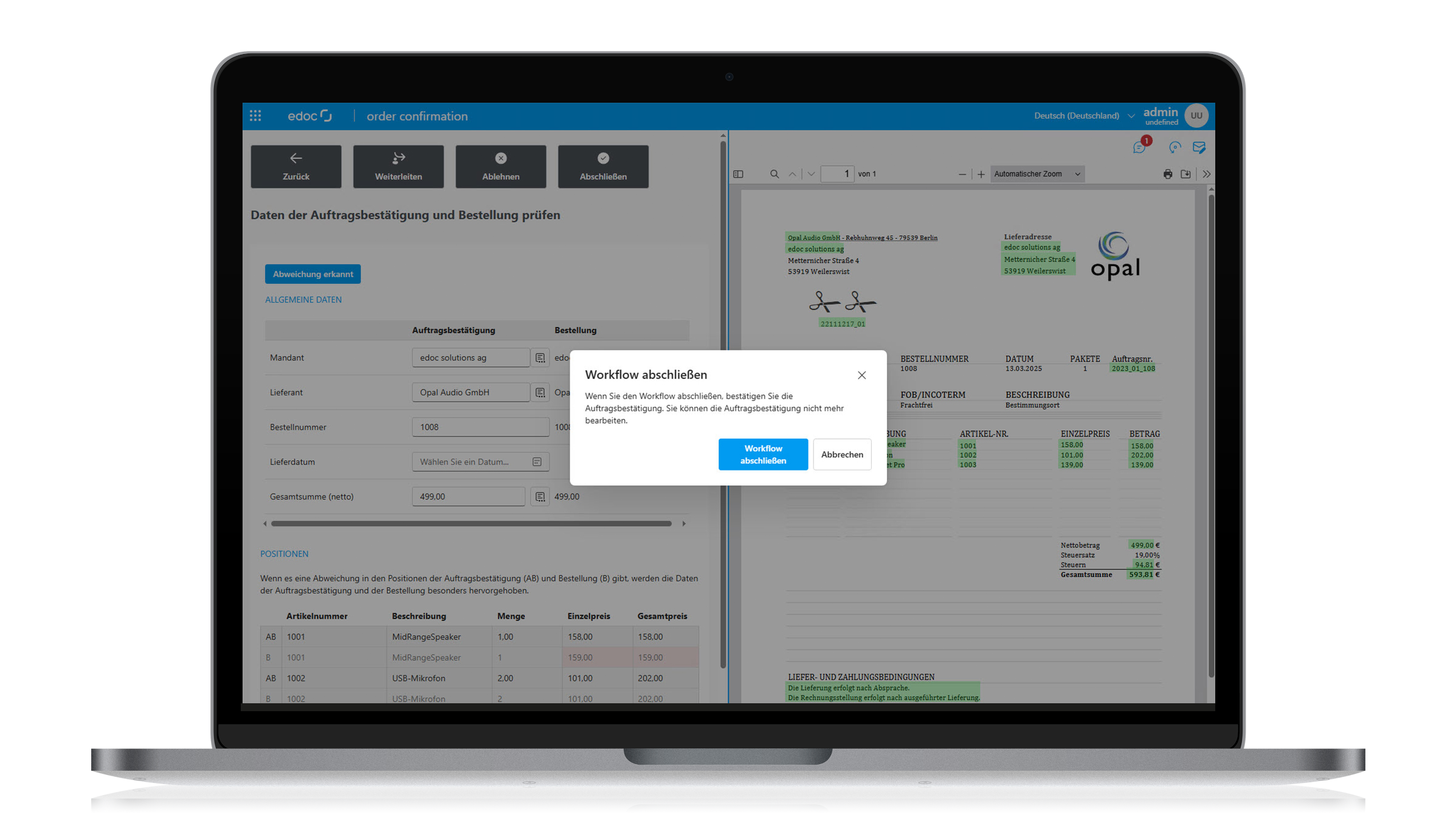 edoc order confirmation suite
