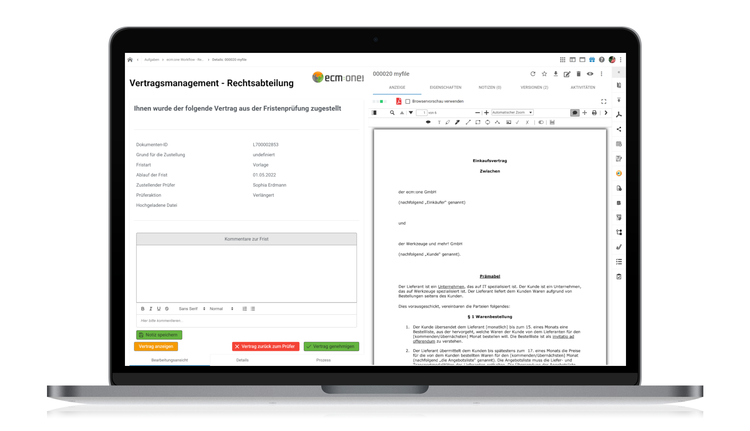 ecm:one Vertragsmanagement