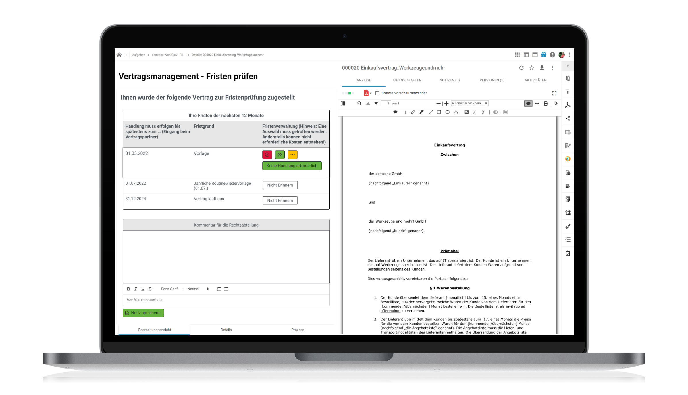 ecm:one Vertragsmanagement