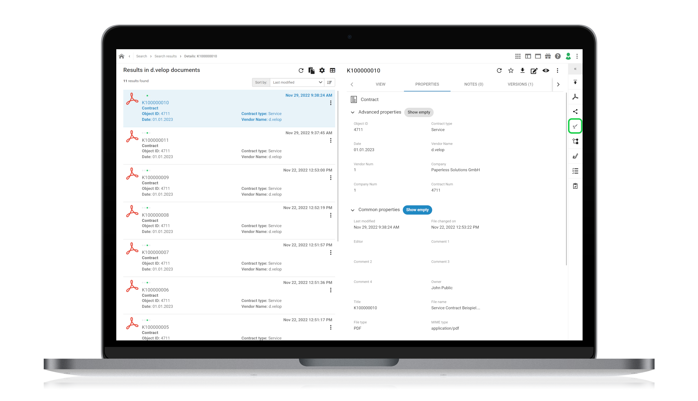 DocuSign interface in d.velop documents