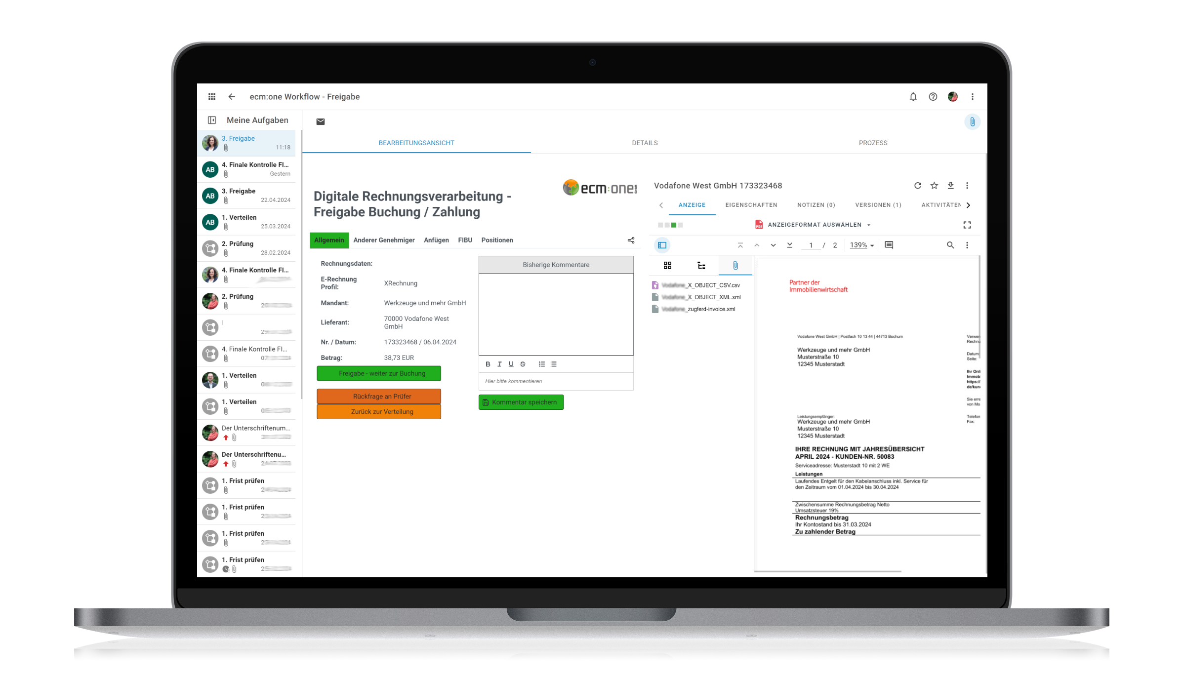 ecm:one Invoices for DATEV: E-Rechnungen