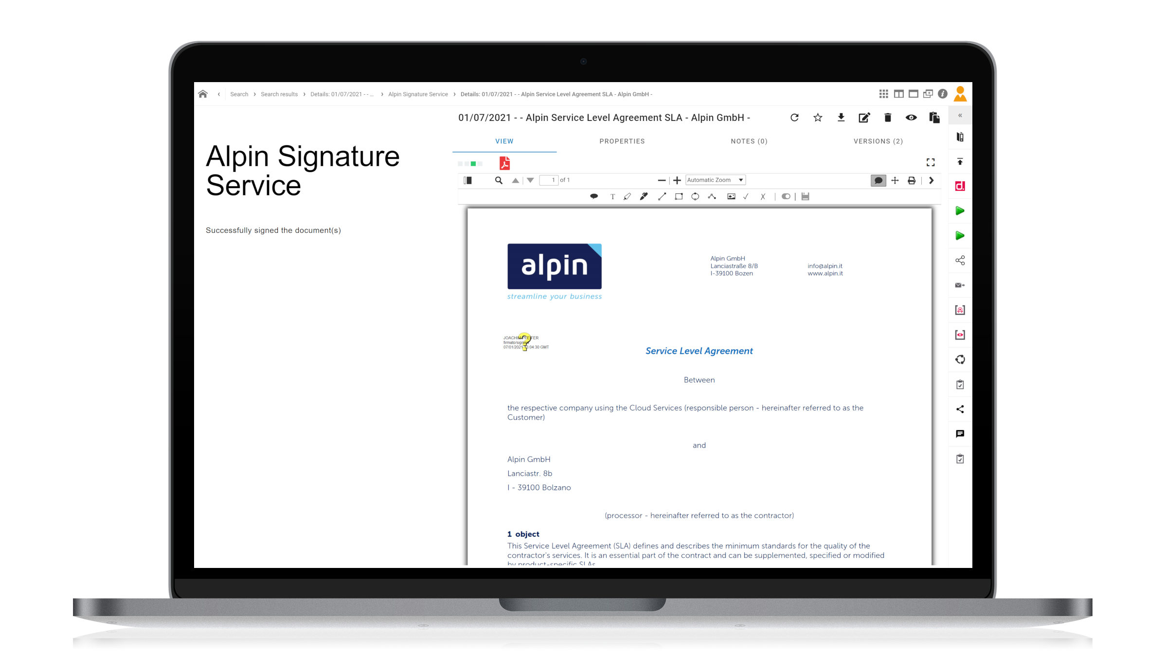 Alpin | Signature App for d.velop documents