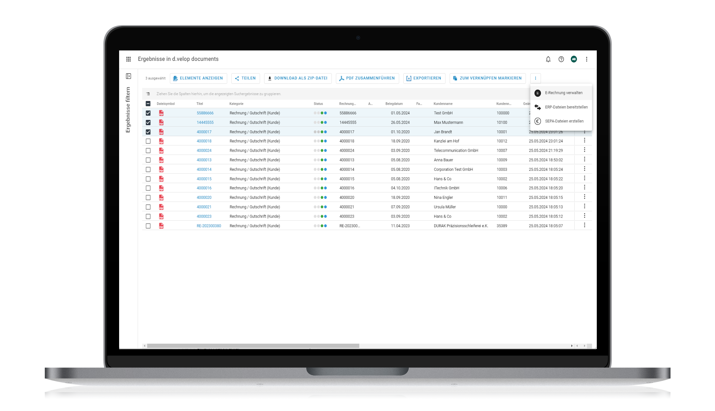 ecm:one ERP documents