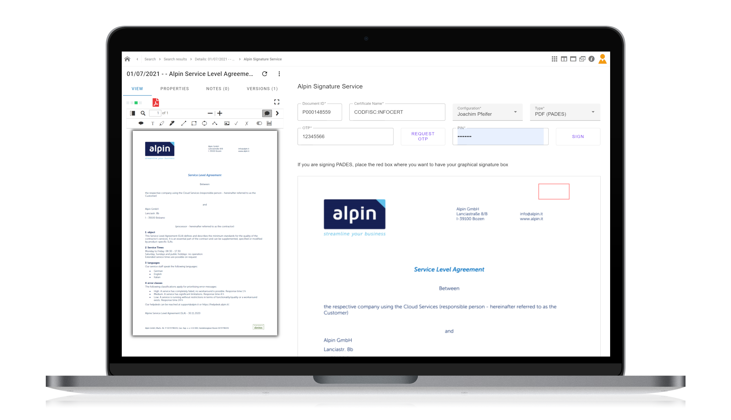 Alpin | Signature App for d.velop documents