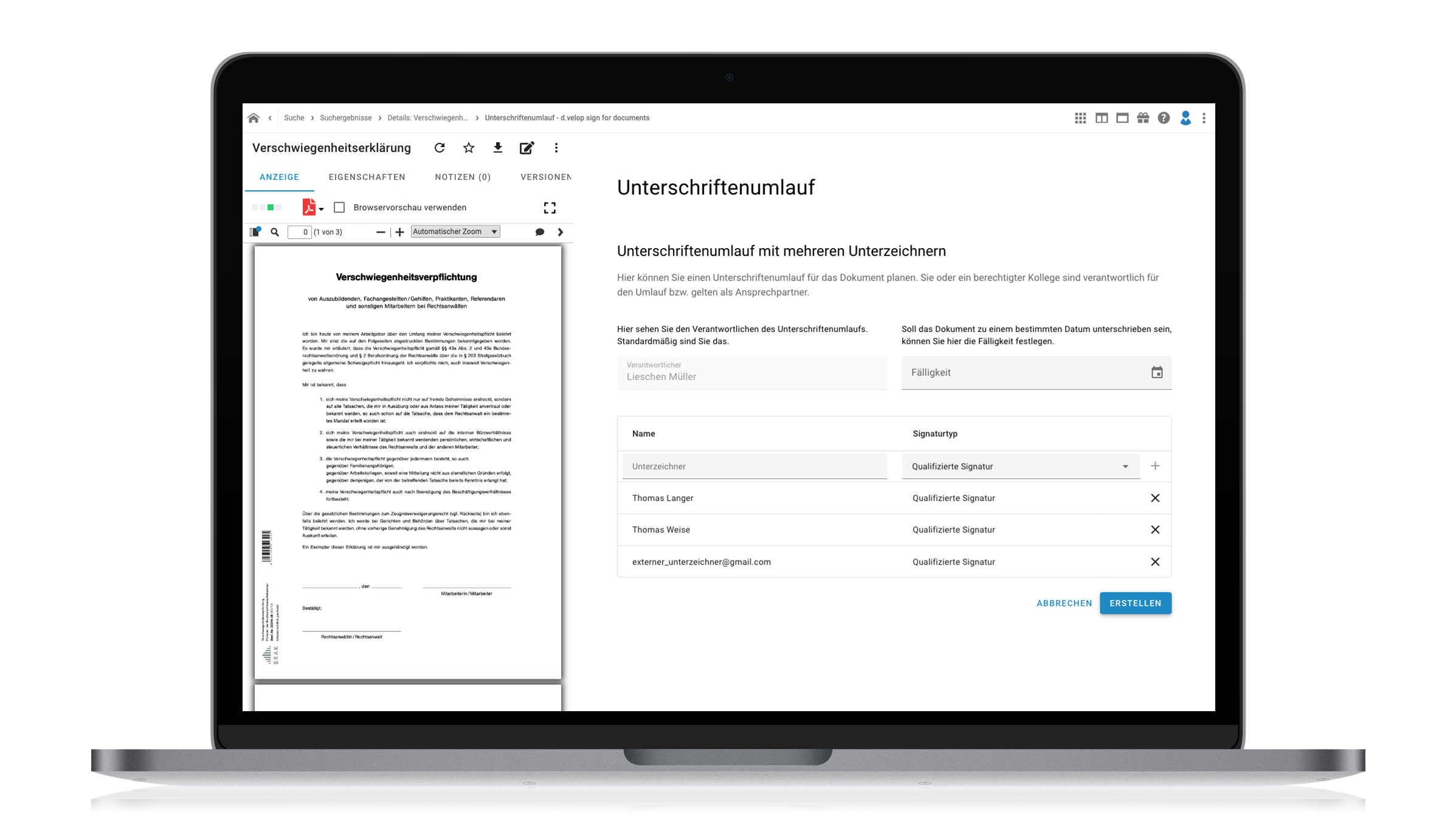 d.velop sign for documents