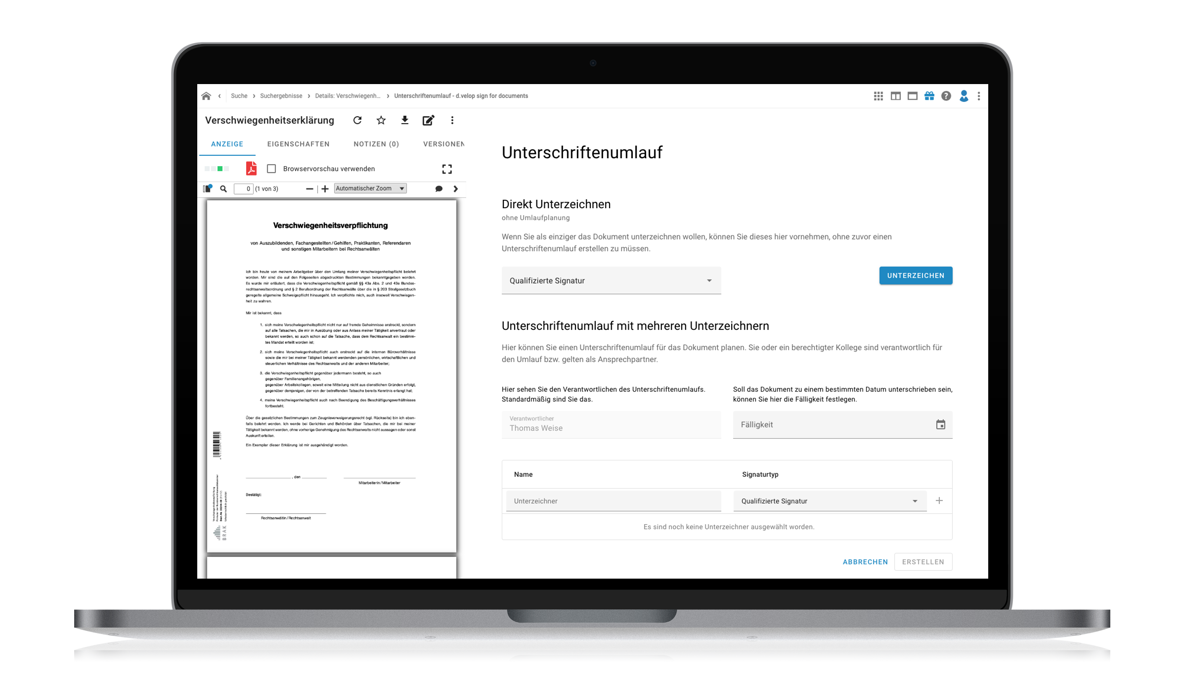 d.velop sign for documents