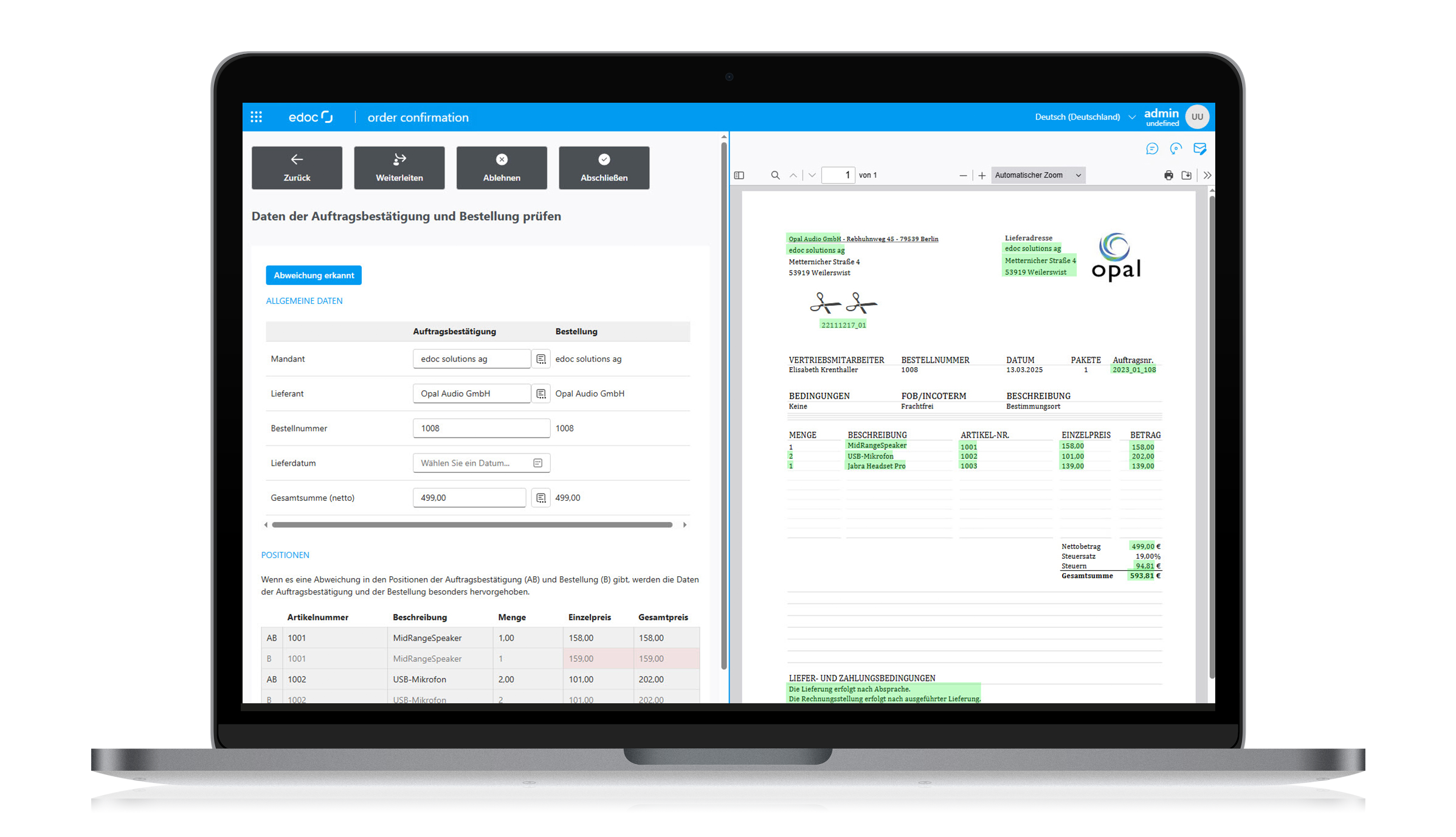 edoc order confirmation suite