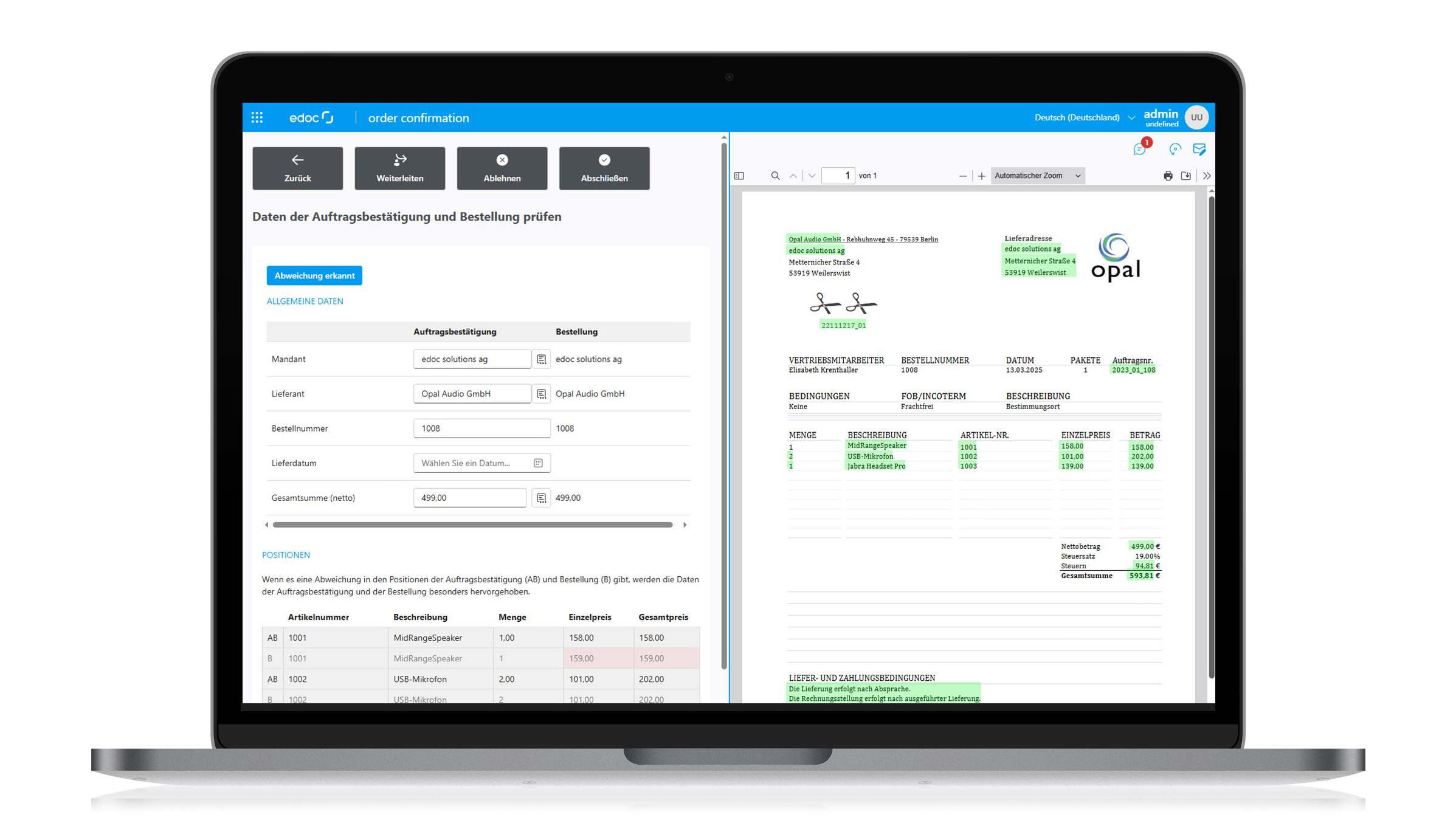 edoc order confirmation suite